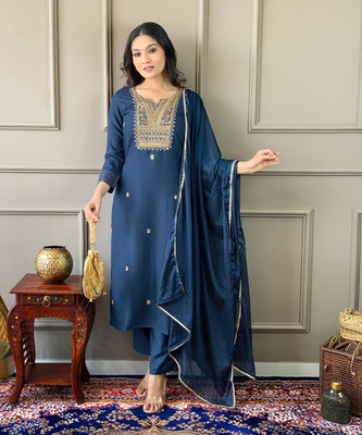 FancyFits Embroidered Kurta, Salwar & Dupatta Set