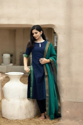 ORRIYA Self Design Kurta, Trouser/Pant & Dupatta Set