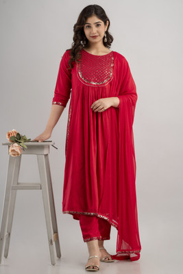 Charu Embroidered Kurta, Trouser/Pant & Dupatta Set