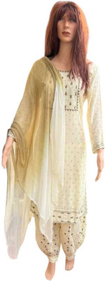 Milaan Trends Embroidered Kurta, Patiala & Dupatta Set