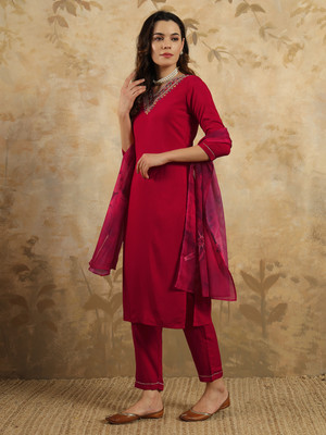 SDK Fashion Embroidered Kurta, Trouser/Pant & Dupatta Set