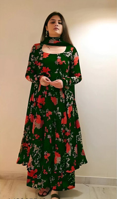 Fancy Fab Embroidered Kurta, Palazzo & Dupatta Set