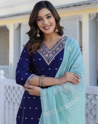 Skylee Embroidered Kurta, Trouser/Pant & Dupatta Set