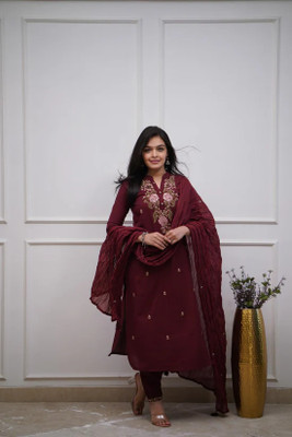 DndV Hnadicrafts Embroidered Kurta, Trouser/Pant & Dupatta Set