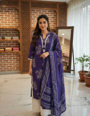kaushlya collection Printed Kurta, Palazzo & Dupatta Set