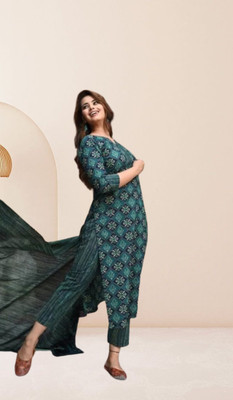 ShreeRamExports Printed Kurta, Palazzo & Dupatta Set