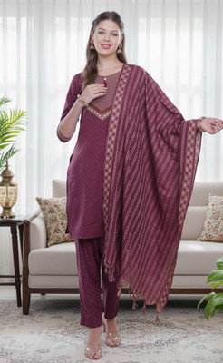 Sunbright Solid Kurta, Palazzo & Dupatta Set
