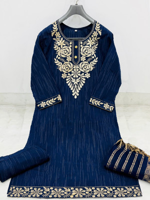 Vibrant Gaze Embroidered Kurta, Trouser/Pant & Dupatta Set