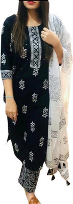 badodiya's Printed Kurta, Palazzo & Dupatta Set
