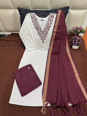 MUFEED M I COLLECTION Embroidered Kurta, Trouser/Pant & Dupatta Set