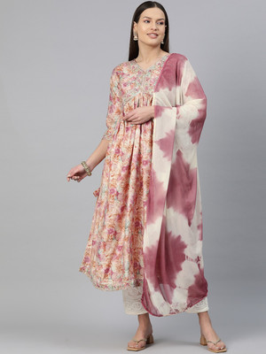 Readiprint Fashions Printed Kurta, Palazzo & Dupatta Set