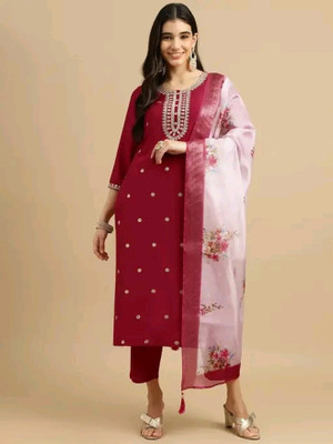 CLIW Embroidered Kurta, Trouser/Pant & Dupatta Set