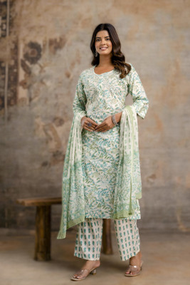 ANOUK Printed Kurta, Trouser/Pant & Dupatta Set