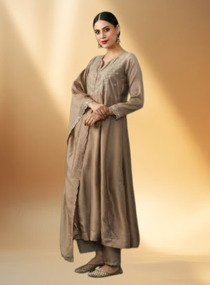KHANJAN FASHION Embroidered Kurta, Palazzo & Dupatta Set