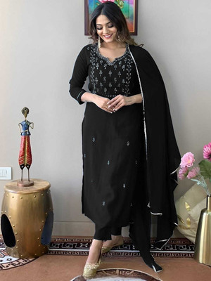 Mahudi Embroidered Kurta, Trouser/Pant & Dupatta Set