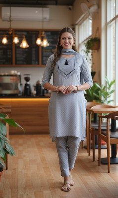 Sunbright Solid Kurta, Palazzo & Dupatta Set