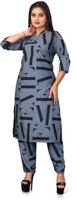 Threadhunter Printed Kurta, Palazzo & Dupatta Set