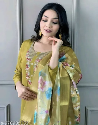 KRONIS FASHION Solid Kurta, Trouser/Pant & Dupatta Set