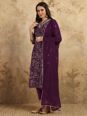 Tapienterpice Printed Kurta, Trouser/Pant & Dupatta Set
