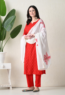 Mittal Enterprise Floral Print Kurta, Palazzo & Dupatta Set