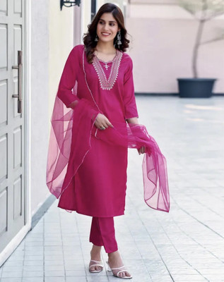 stylocollection Embroidered Kurta, Trouser/Pant & Dupatta Set