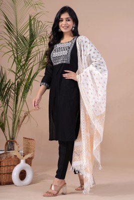 sarswa Embroidered Kurta, Salwar & Dupatta Set