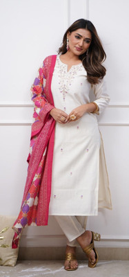 Momina Fashion Women Ethnic Top Pant Attached Dupatta Set