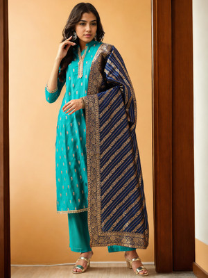 sagarika Embroidered Kurta, Palazzo & Dupatta Set