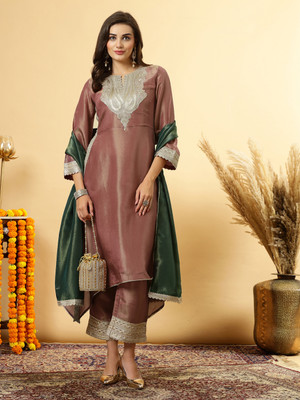 Get Glamr Solid Kurta, Trouser/Pant & Dupatta Set