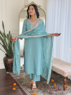 SHREE KSHETRAPAL CREATION Embroidered Kurta, Trouser/Pant & Dupatta Set