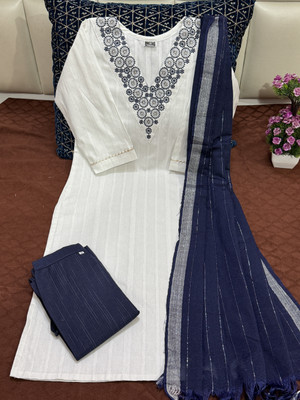 MUFEED M I COLLECTION Embroidered Kurta, Trouser/Pant & Dupatta Set