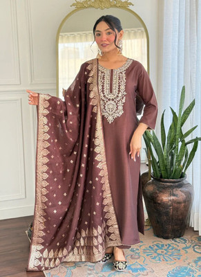gunvitrendz Embroidered Kurta, Salwar & Dupatta Set