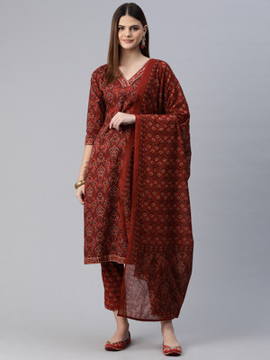 Readiprint Fashions Printed Kurta, Palazzo & Dupatta Set