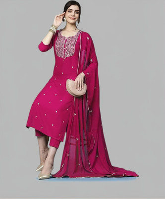 Maa Arbuda creation Embroidered Kurta, Trouser/Pant & Dupatta Set