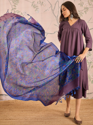 InWeave Solid Kurta, Palazzo & Dupatta Set