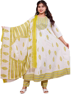 HRITVI FAB Printed Anarkali Kurta, Bottom & Dupatta Set