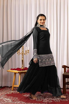 TRANDTIDE Embroidered Kurta, Sharara & Dupatta Set
