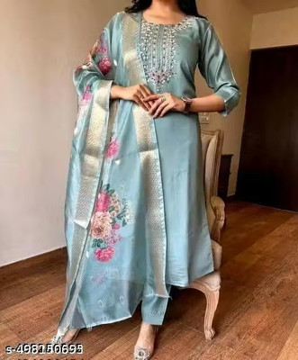 Mahi Fashion Embroidered Kurta, Trouser/Pant & Dupatta Set