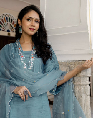 Tasrika Embroidered Kurta, Salwar & Dupatta Set