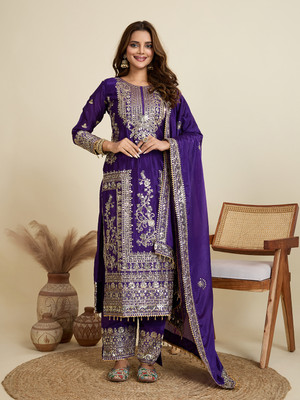 AMALAK Embroidered, Embellished Kurta, Trouser/Pant & Dupatta Set