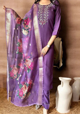 ORRIYA Self Design Kurta, Trouser/Pant & Dupatta Set