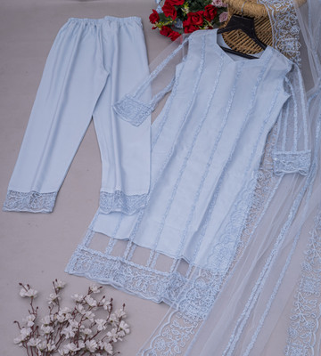 pandurang Fab Embroidered Kurta, Salwar & Dupatta Set