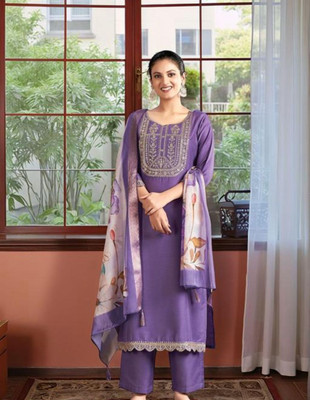 khodal creation Embroidered Kurta, Palazzo & Dupatta Set