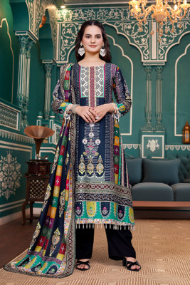 DHVIJA FASHION Printed, Self Design Kurta, Trouser/Pant & Dupatta Set