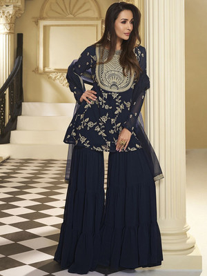 Tryambakam Embroidered Kurta, Sharara & Dupatta Set