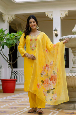 HANSKI FASHION Printed Kurta, Salwar & Dupatta Set