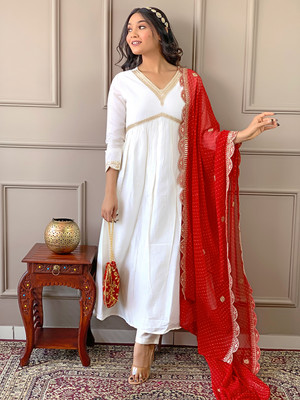 SDK Fashion Solid Kurta, Trouser/Pant & Dupatta Set