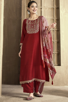 Balyx Embroidered Kurta, Trouser/Pant & Dupatta Set
