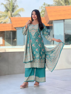 HOUSE OF COMMON Printed Kurta, Palazzo & Dupatta Set