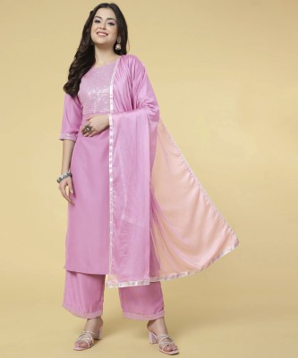 CLAVINET Embroidered Kurta, Trouser/Pant & Dupatta Set